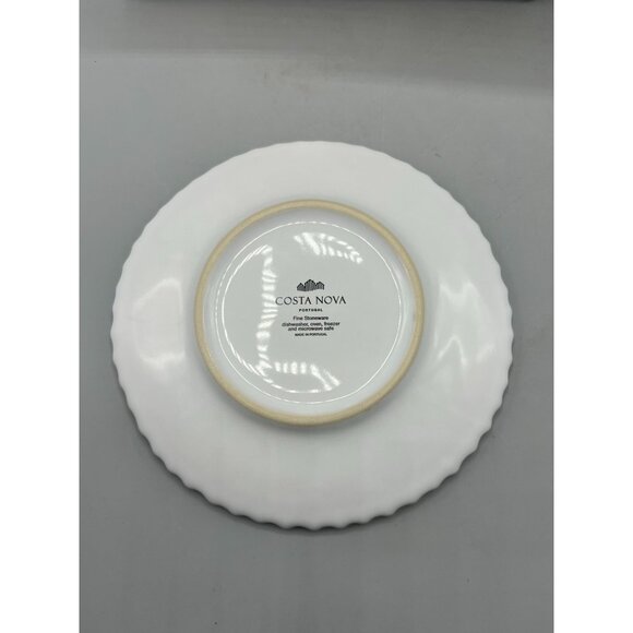 Costa Nova Set Of 4 Beaded Appetizer Plates White Portugal Stoneware 6.5-Inch - Picture 5 of 8